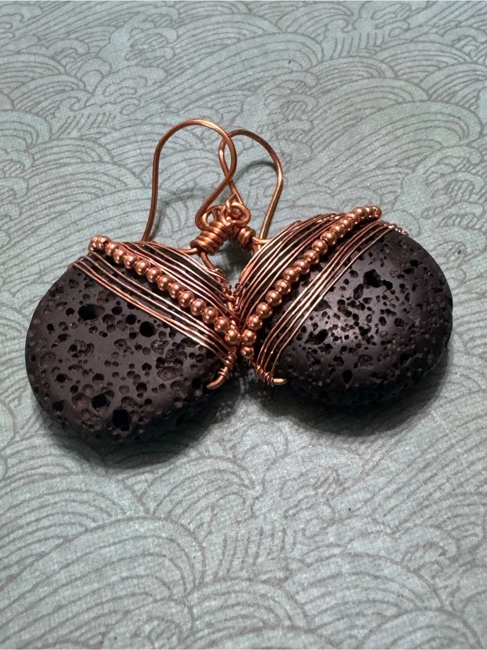 LAVA (SIMULATED) AND COPPER EARRINGS